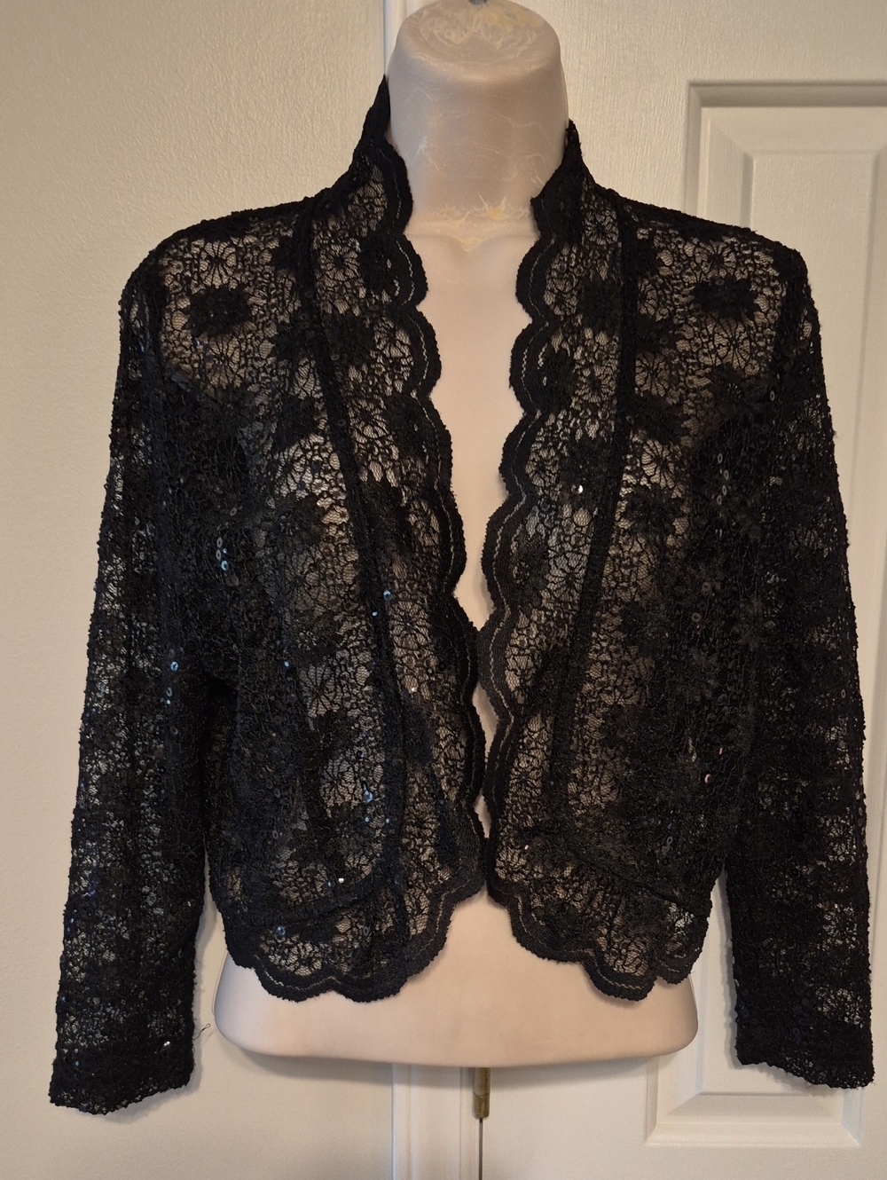R & M Richards Black Lace Overlay Jacket